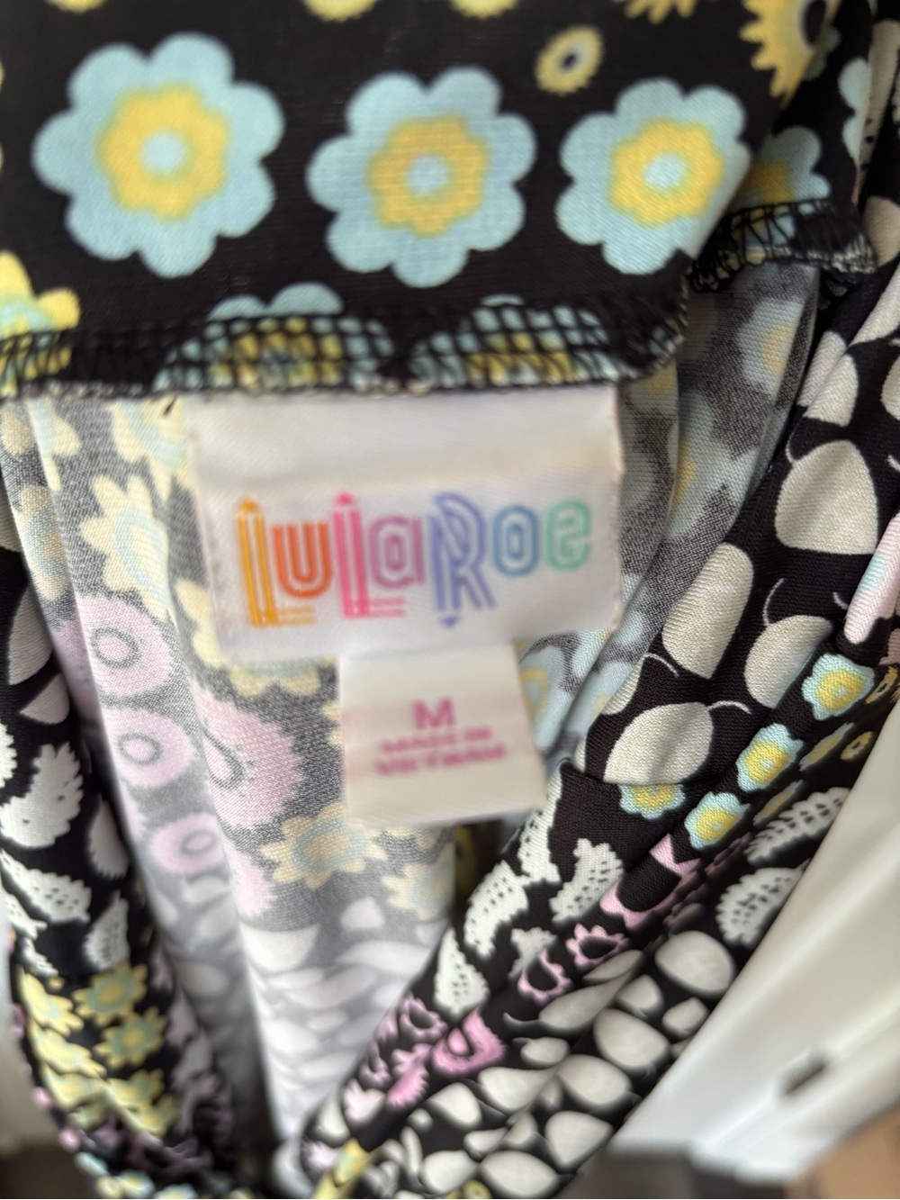 LuLaRoe Black Maxi Skirt with Pink, Yellow, Mint & White Floral Print - Picture 4 of 7